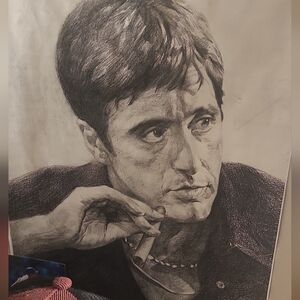 Black and White Portrait Charcoal Art Print - Unbranded